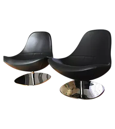 Pair of Tirup leather armchairs by Carl Ojerstam for Ikea, 1990s