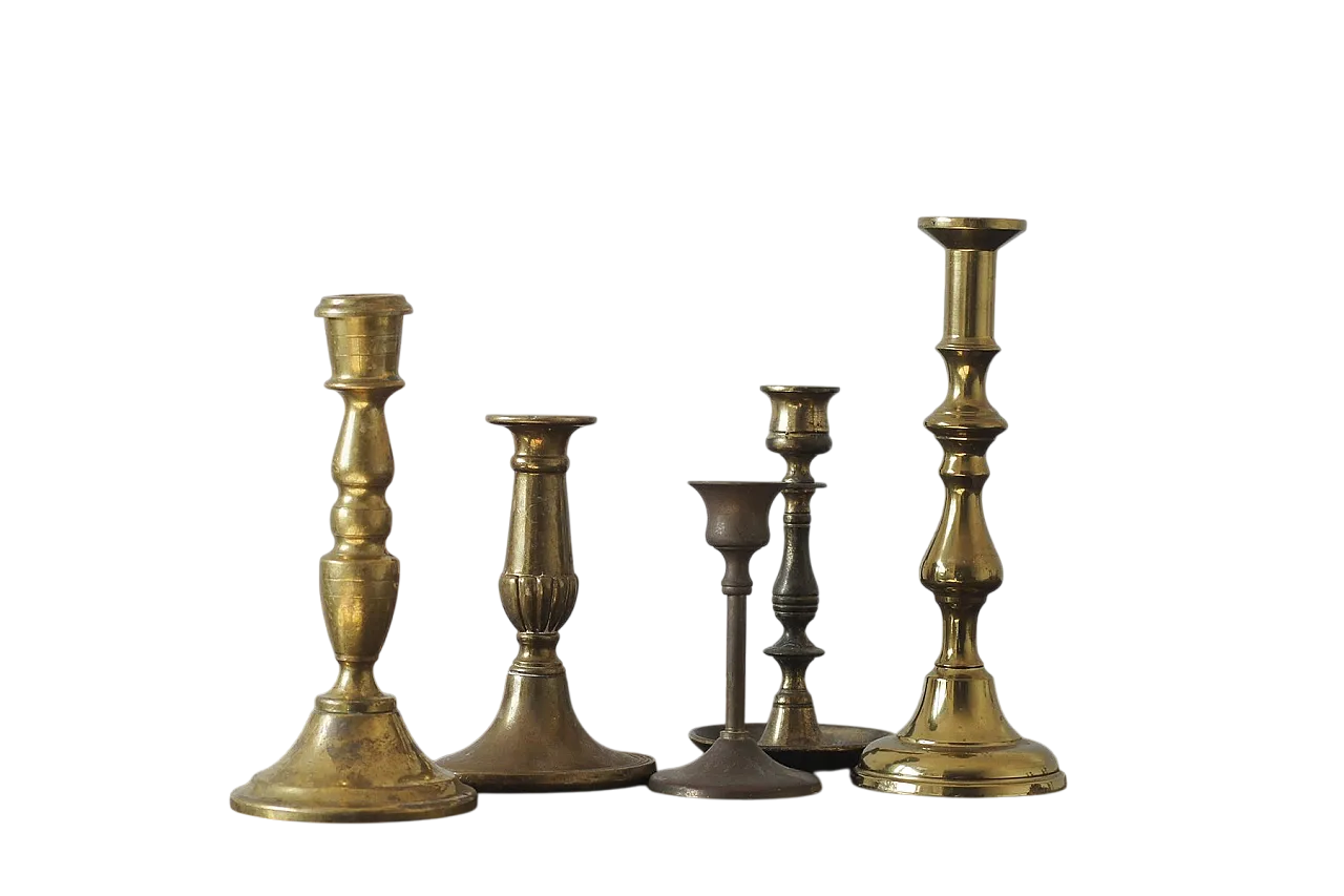5 Brass candlesticks, 1960s 4