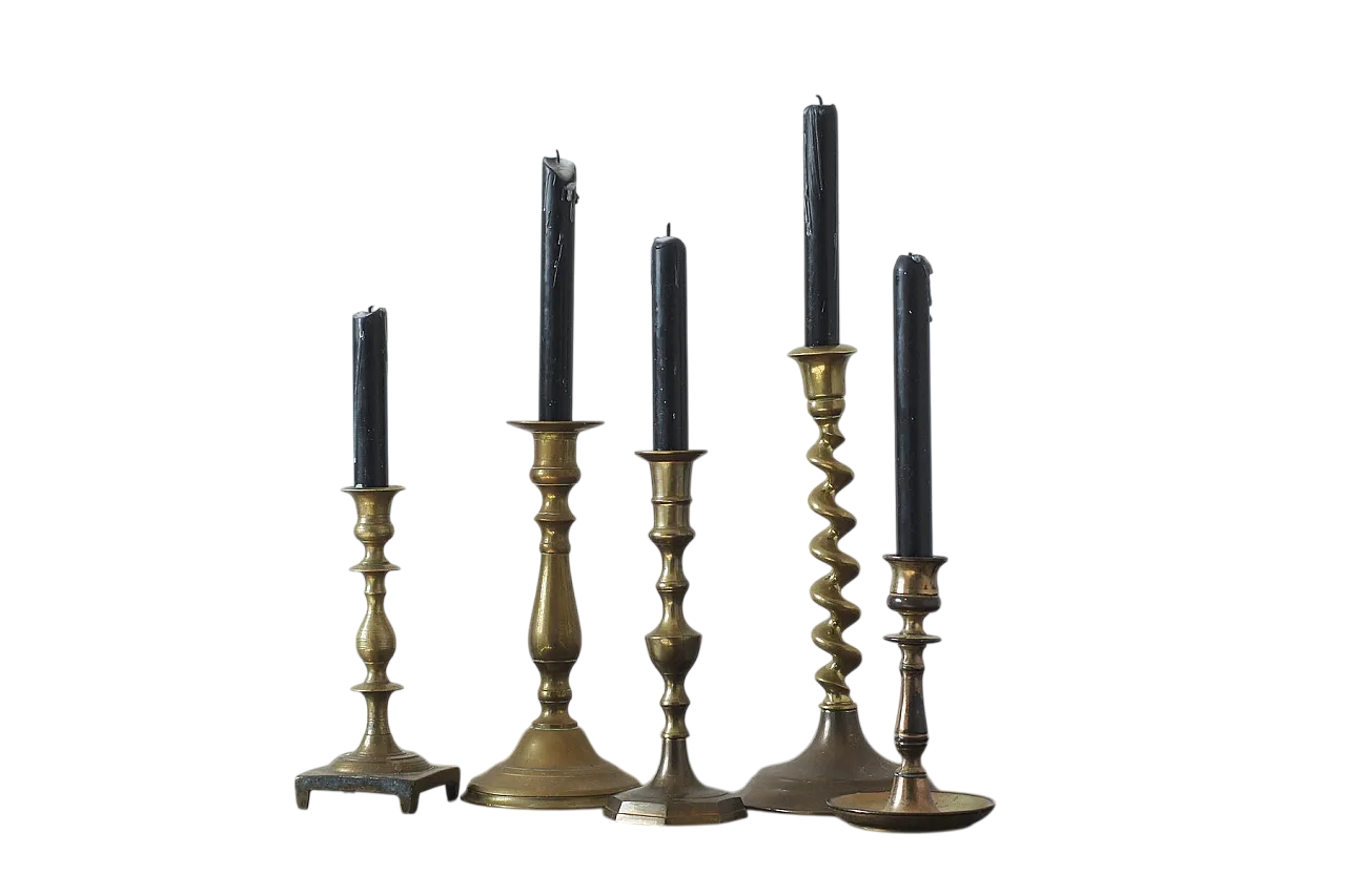 5 Portacandele in ottone, anni '60 3