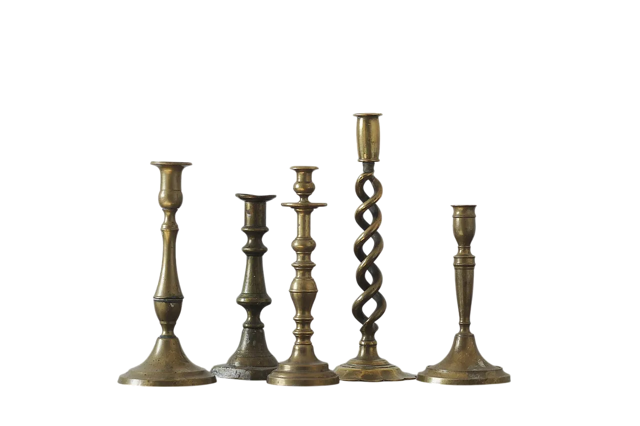 5 Portacandele in ottone, anni '60 4