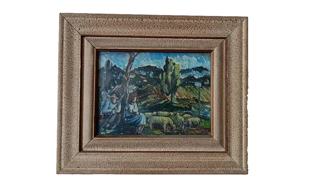 Dipinto olio su carta, primo '900 8