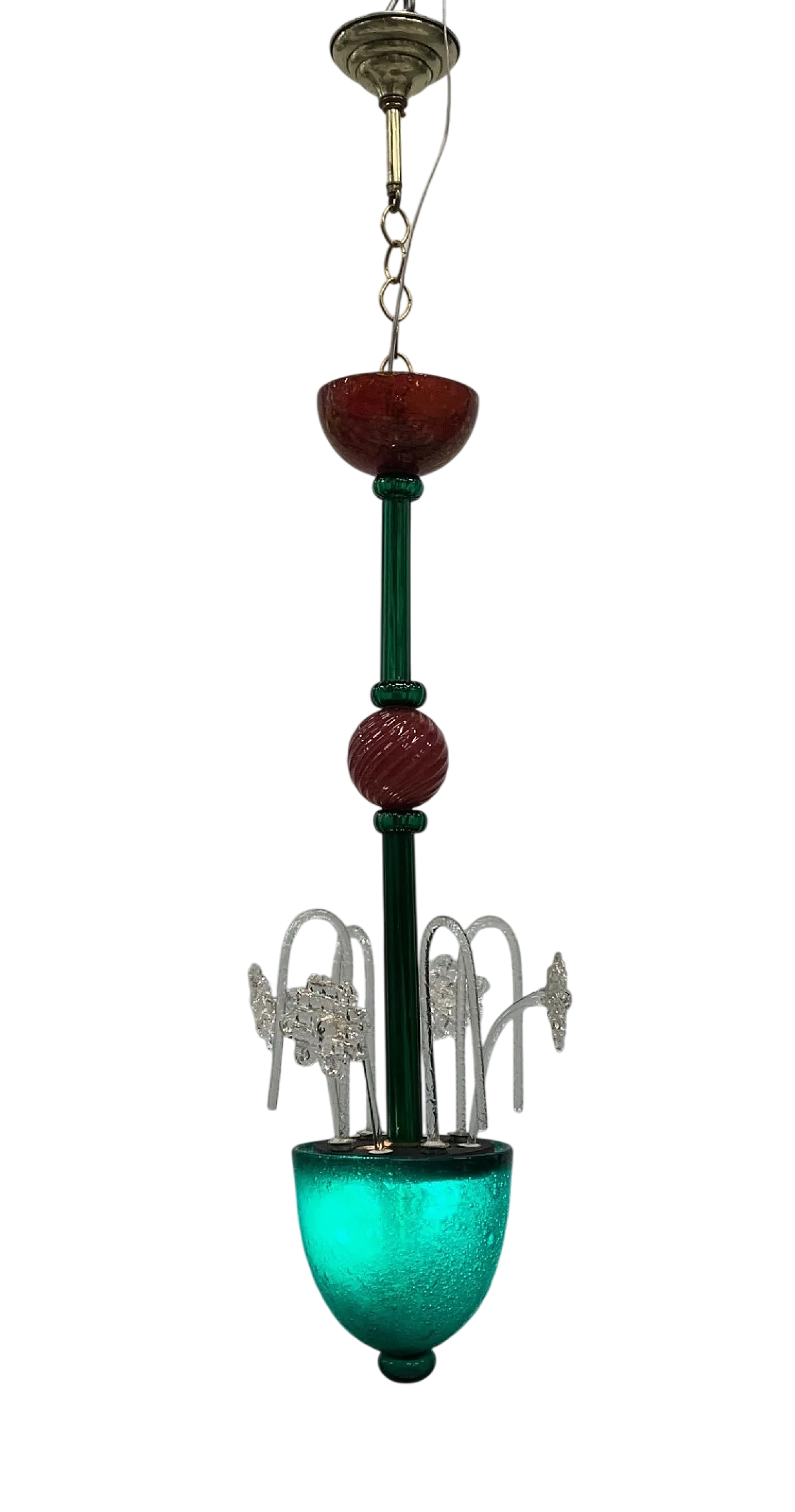 Lampadario attribuito a Seguso in vetro di Murano pulegoso, anni '40 6