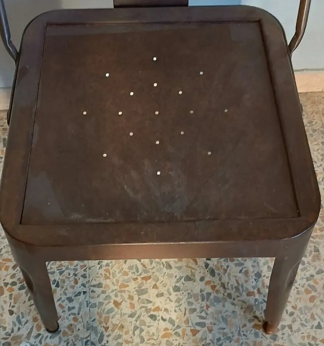 Sedia in ferro industriale, anni '60 3