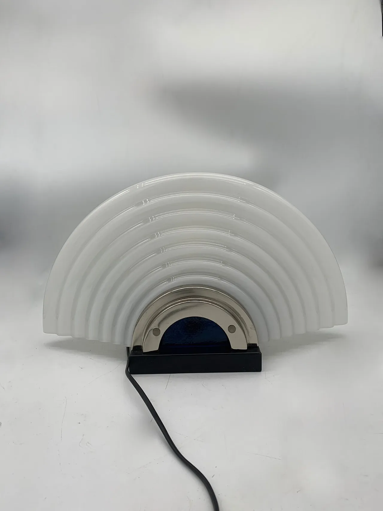 Lampada da tavolo in metallo e vetro di Murano, anni '70 1