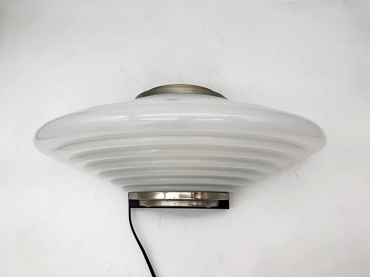 Lampada da tavolo in metallo e vetro di Murano, anni '70 2