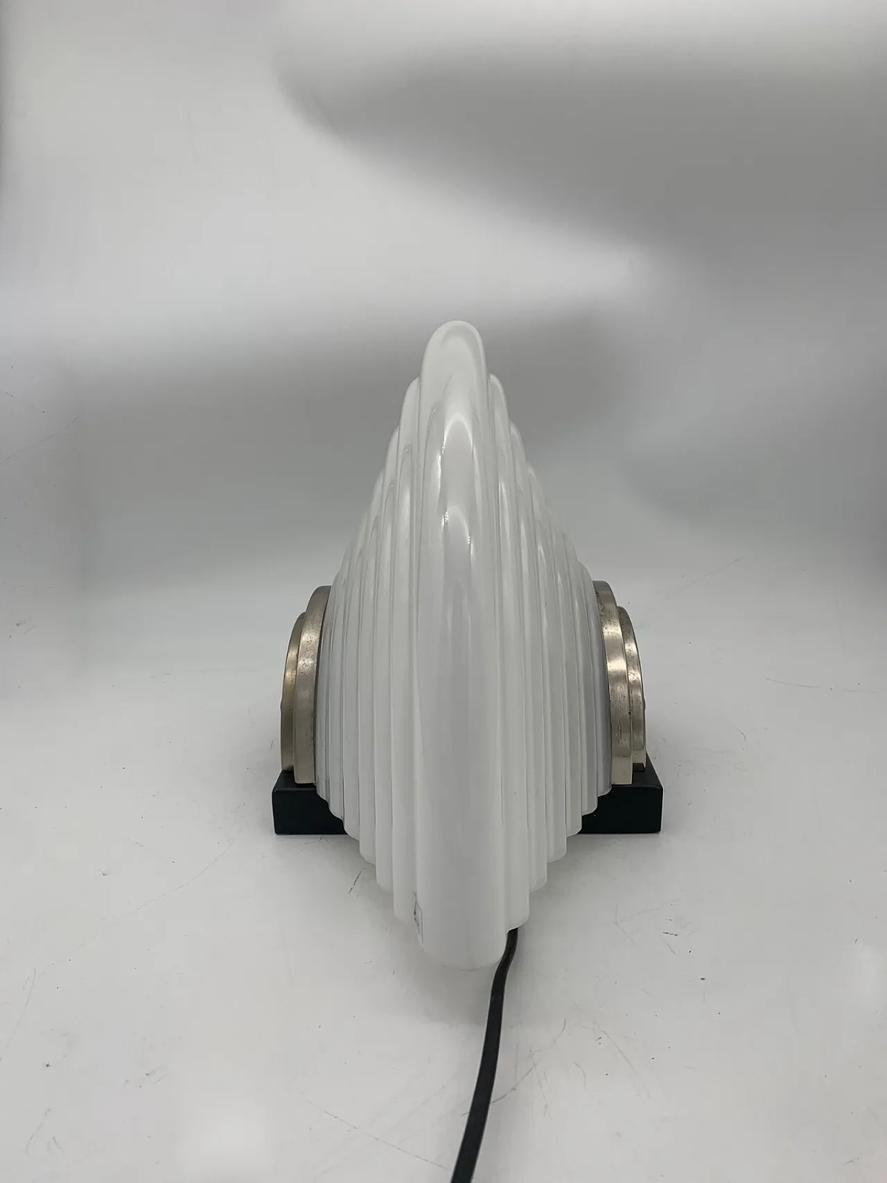 Lampada da tavolo in metallo e vetro di Murano, anni '70 3