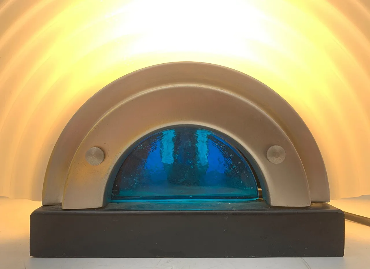 Lampada da tavolo in metallo e vetro di Murano, anni '70 7