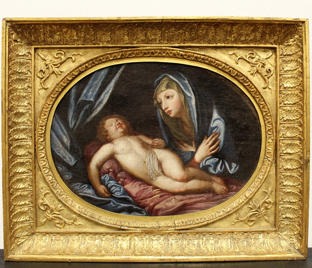 Oil painting on canvas with golden frame, 19th century 1