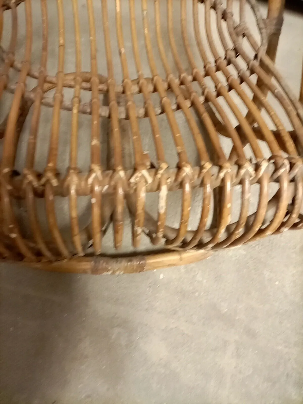 Poltrona in midollino e rattan, anni '70 6