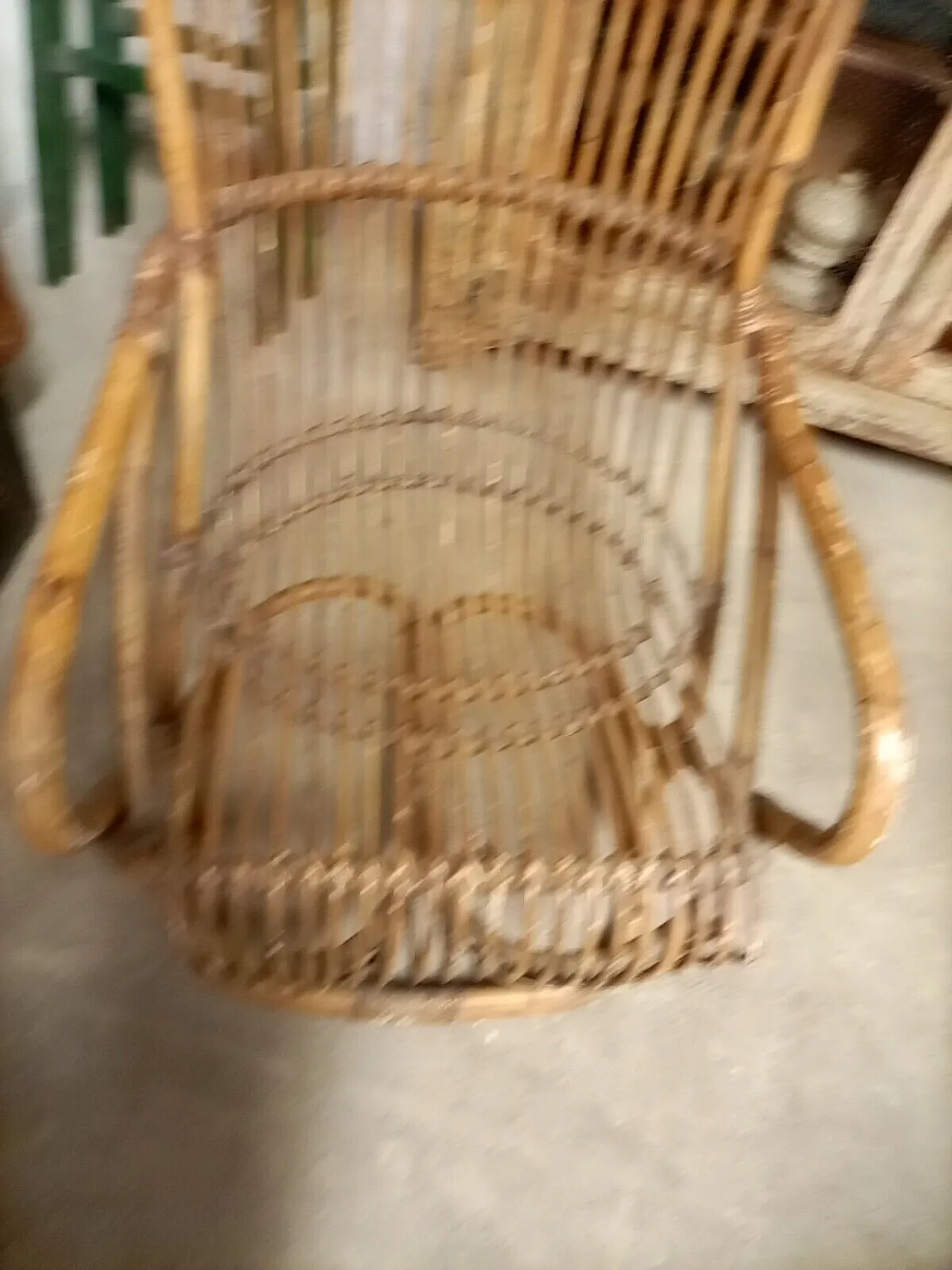 Poltrona in midollino e rattan, anni '70 7