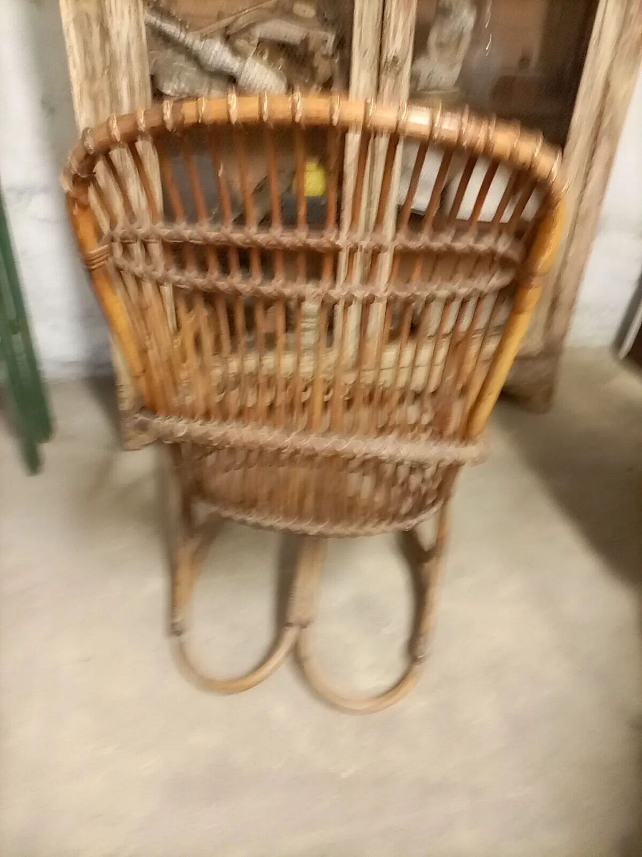 Poltrona in midollino e rattan, anni '70 9