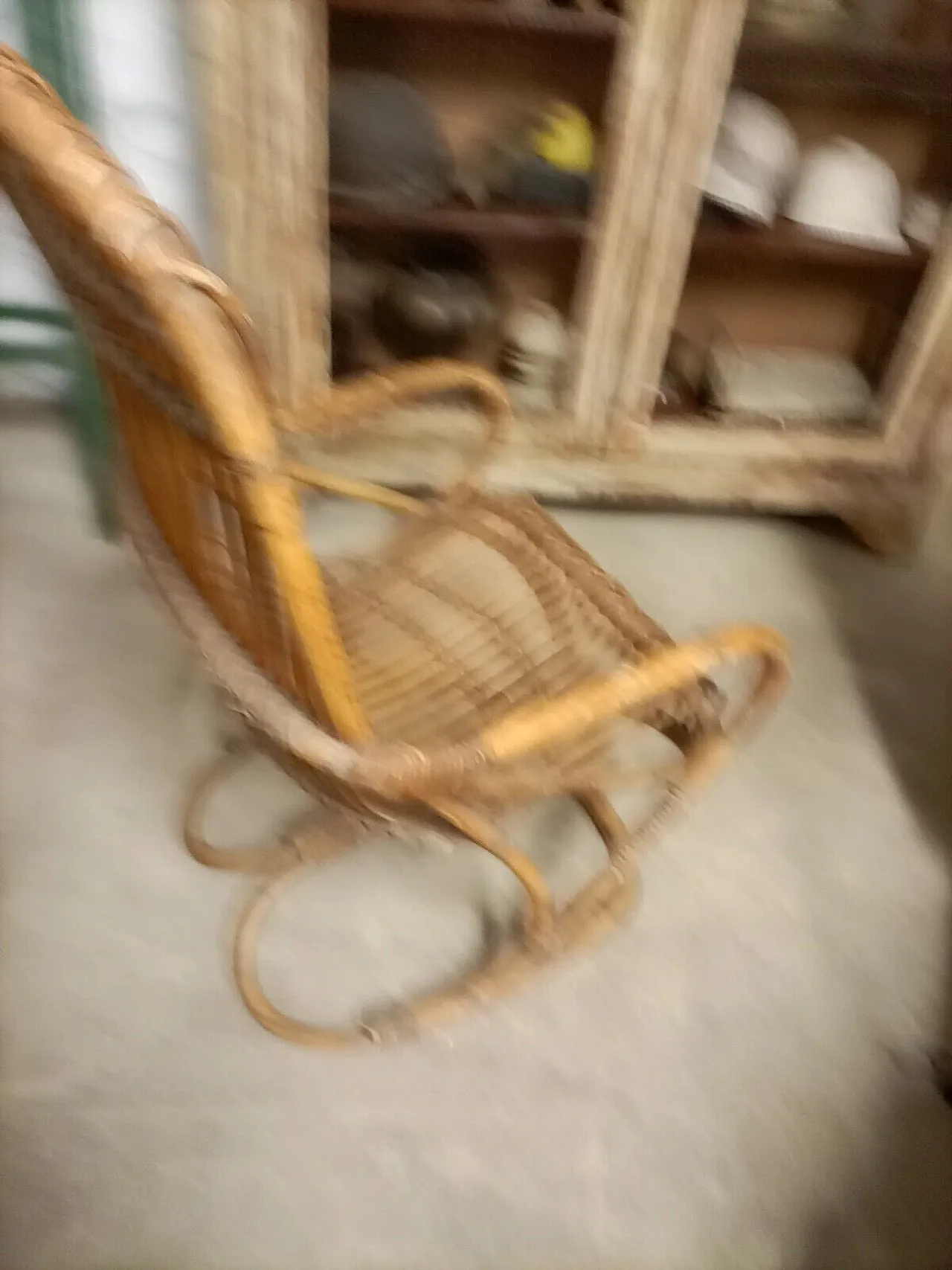 Poltrona in midollino e rattan, anni '70 10