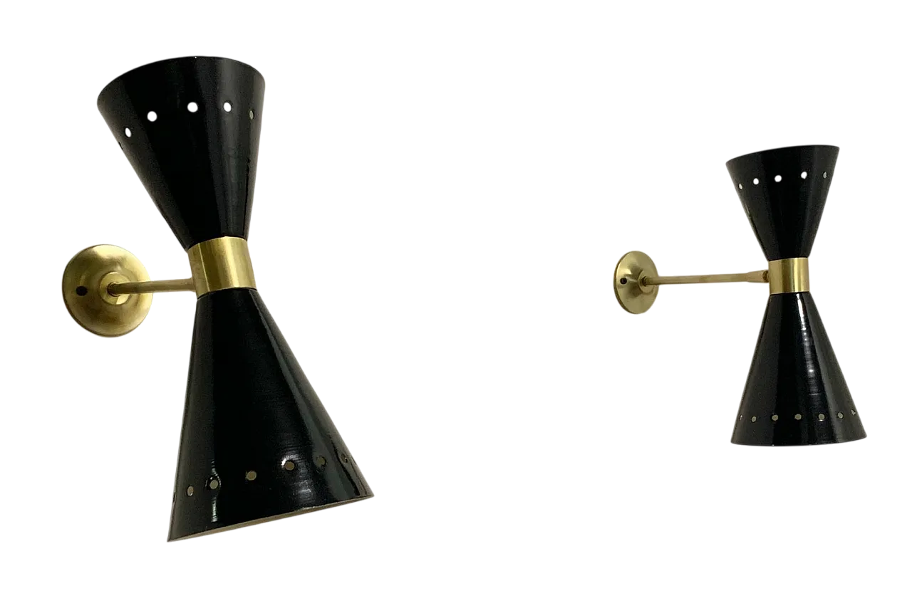 Black Diablo Sconce in Brass, 1950s 8