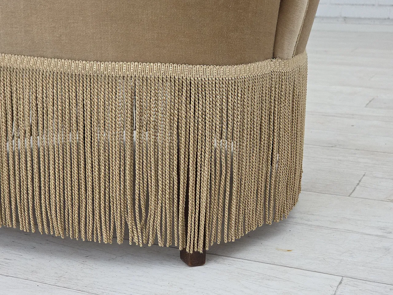 Poltrona danese in velluto verde/marrone, anni '60 3