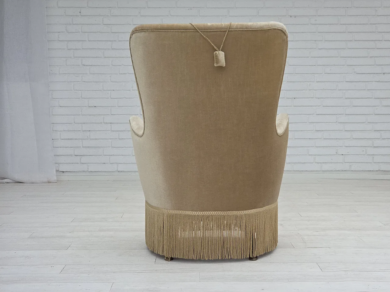 Poltrona danese in velluto verde/marrone, anni '60 12