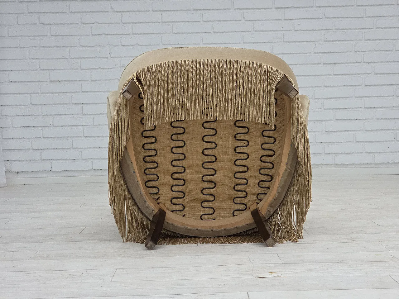 Poltrona danese in velluto verde/marrone, anni '60 18