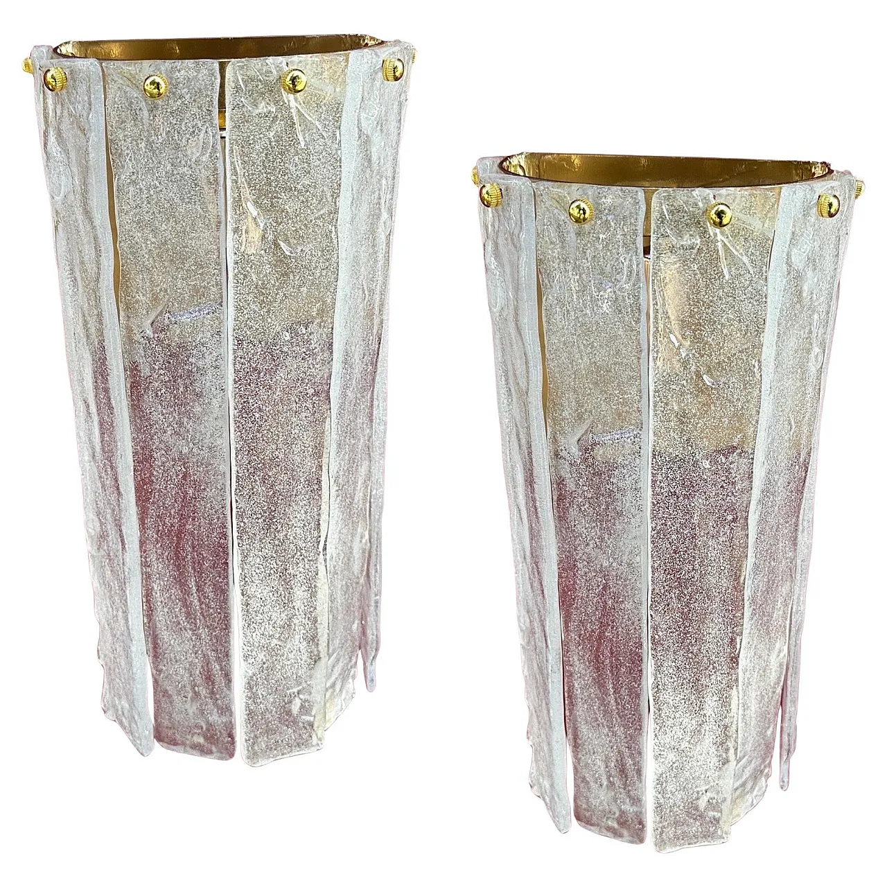 Coppia di lampade da parete in vetro di Murano di Mazzega, anni '80 1