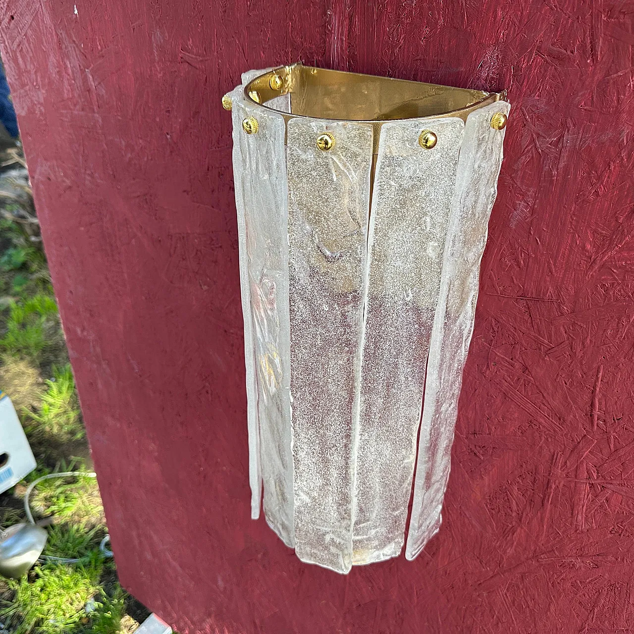 Coppia di lampade da parete in vetro di Murano di Mazzega, anni '80 3