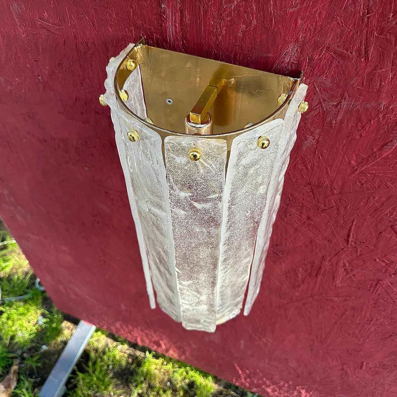 Coppia di lampade da parete in vetro di Murano di Mazzega, anni '80 6