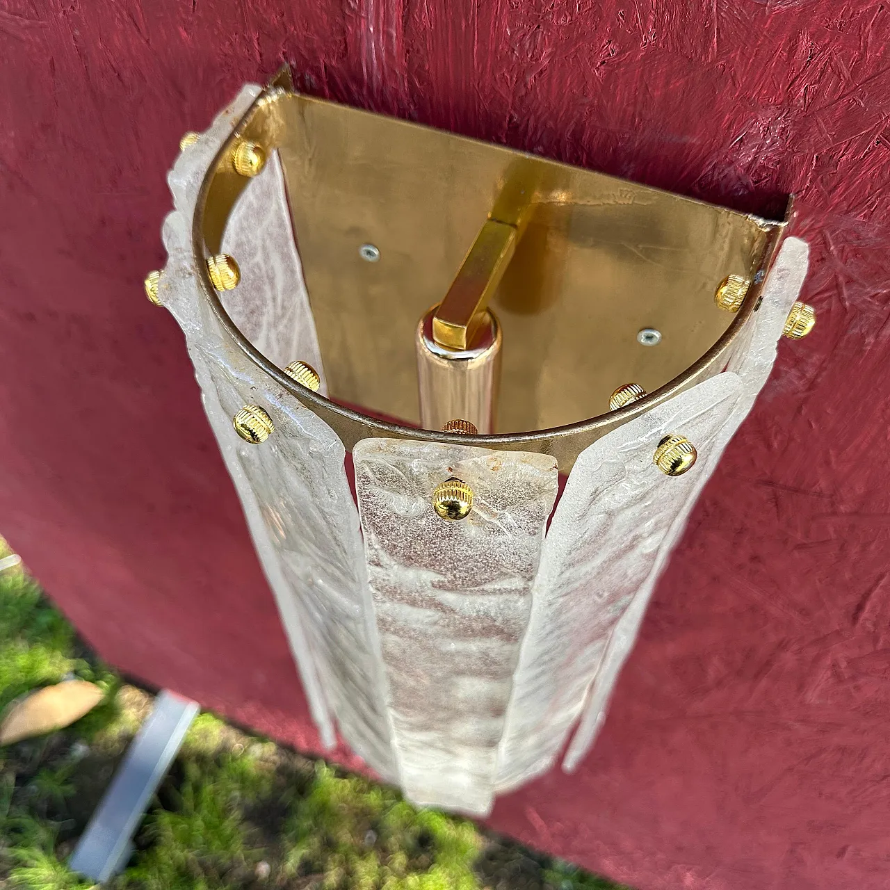 Coppia di lampade da parete in vetro di Murano di Mazzega, anni '80 7