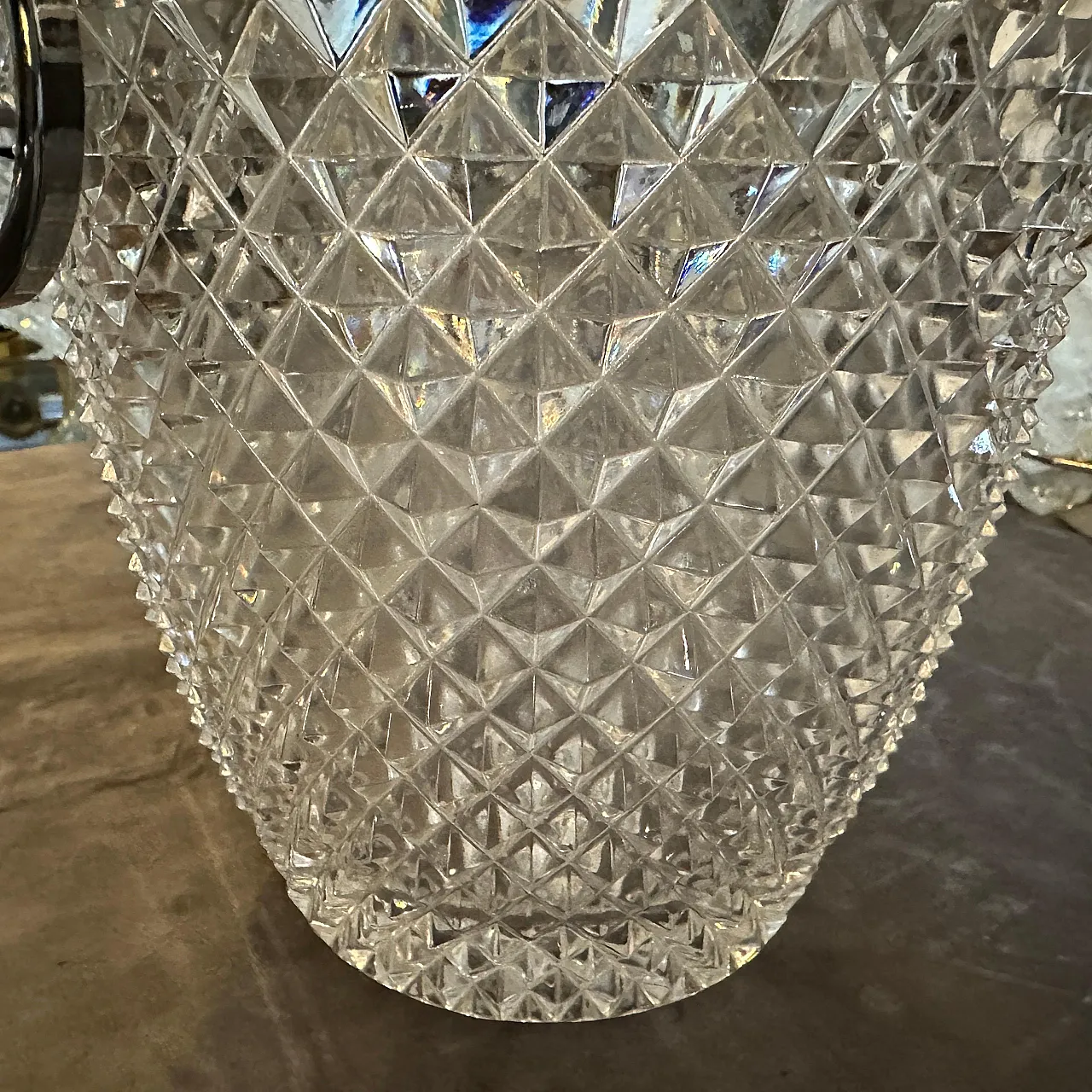 Raffreddatore per vino in cristallo e argento, anni '80 11