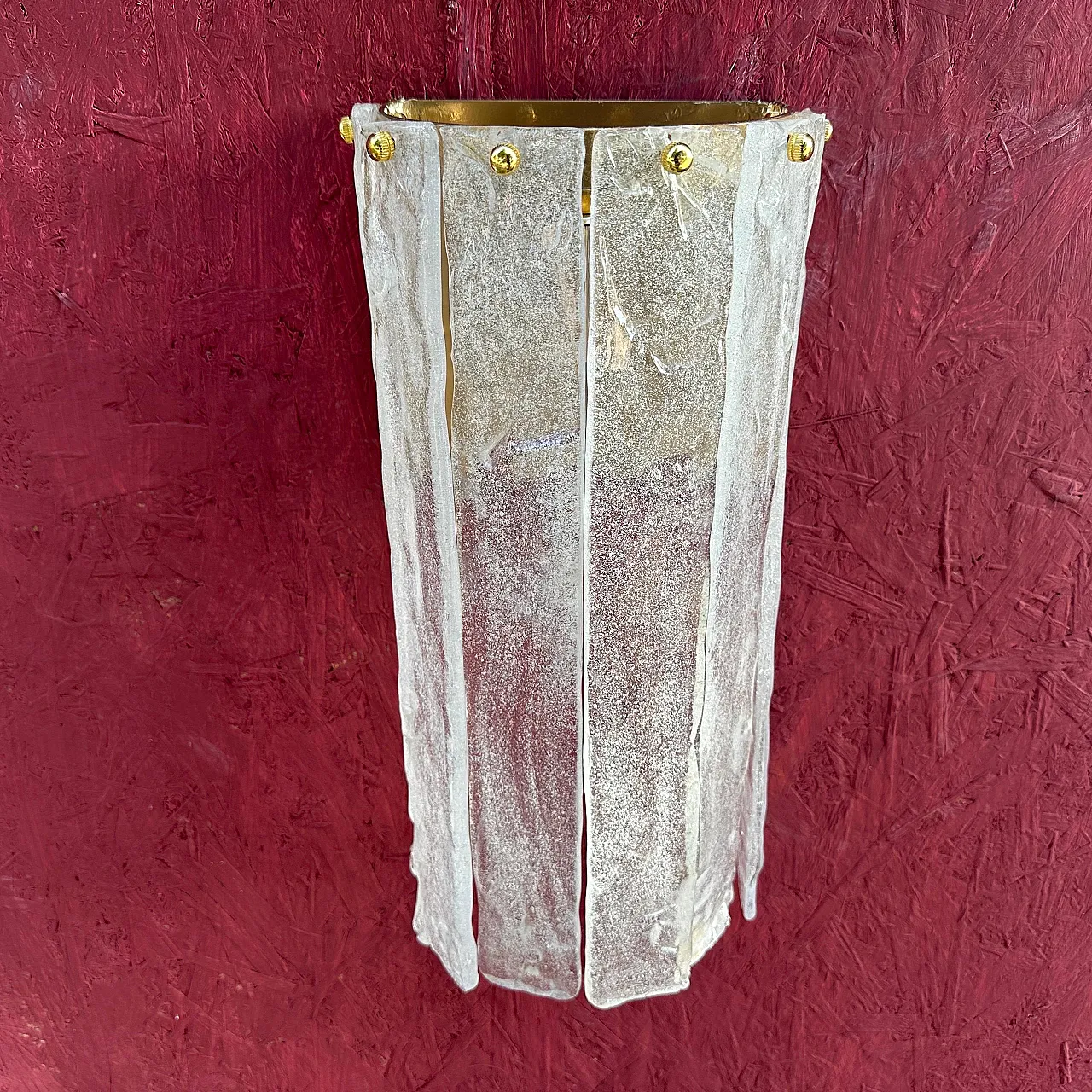 Coppia di lampade da parete in vetro di Murano di Mazzega, anni '80 10