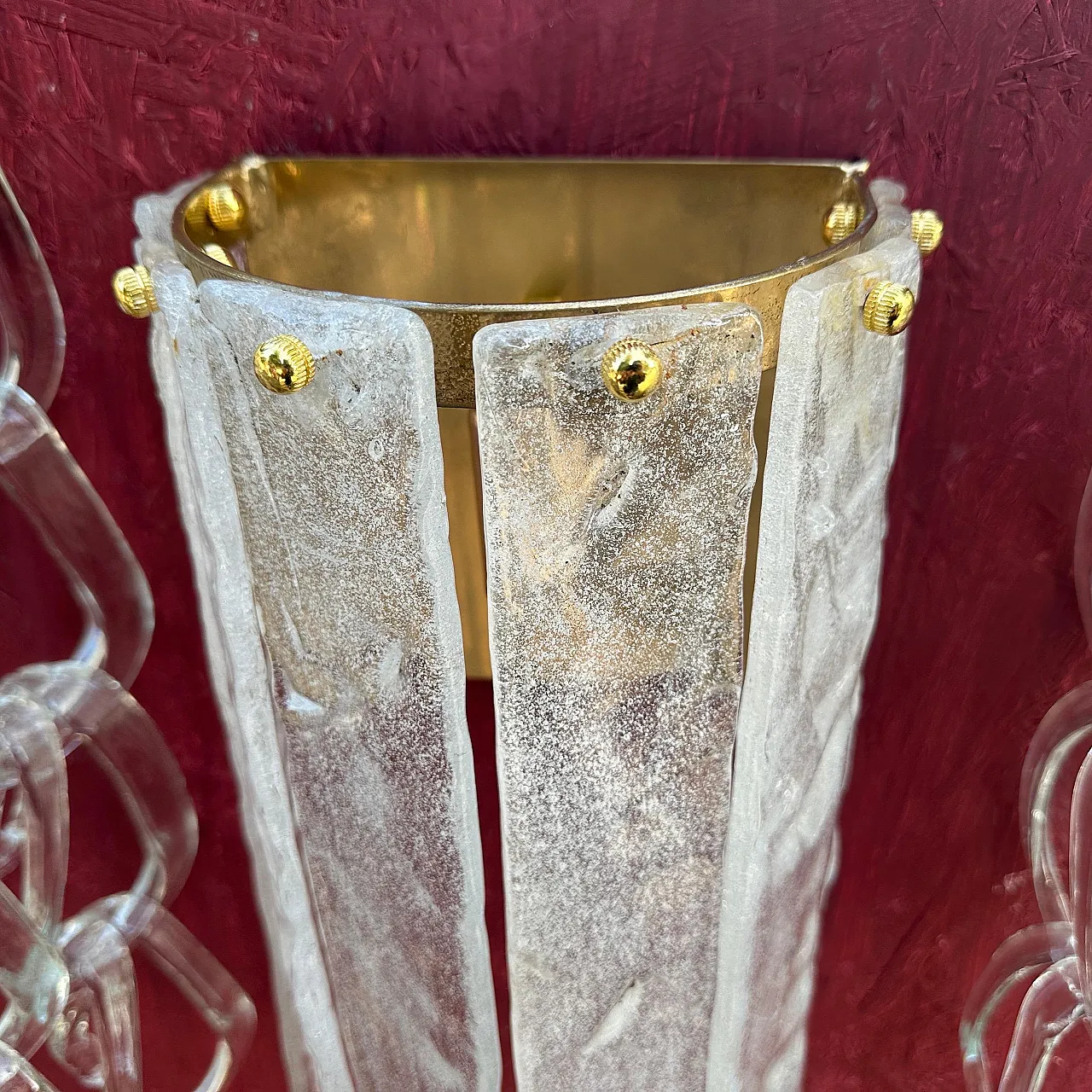 Coppia di lampade da parete in vetro di Murano di Mazzega, anni '80 11