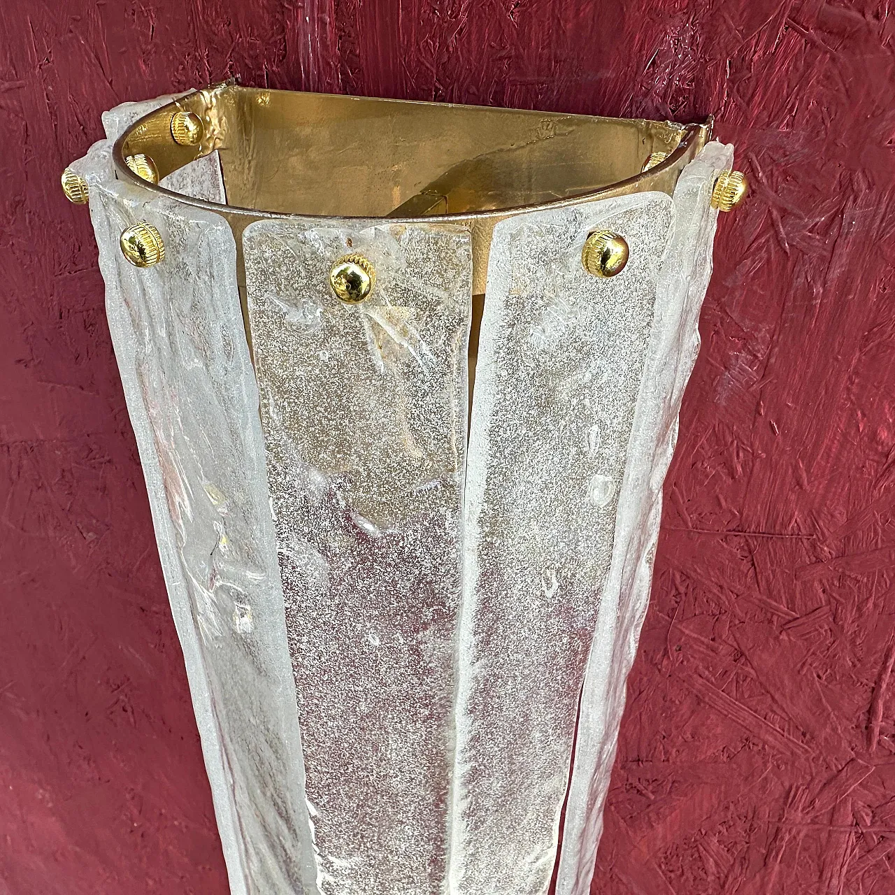 Coppia di lampade da parete in vetro di Murano di Mazzega, anni '80 12