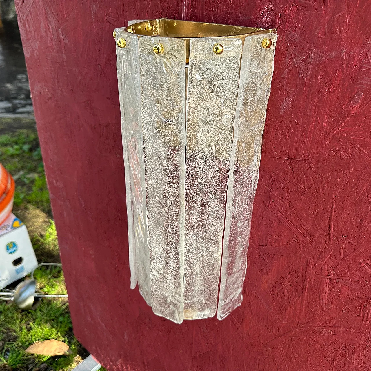 Coppia di lampade da parete in vetro di Murano di Mazzega, anni '80 13