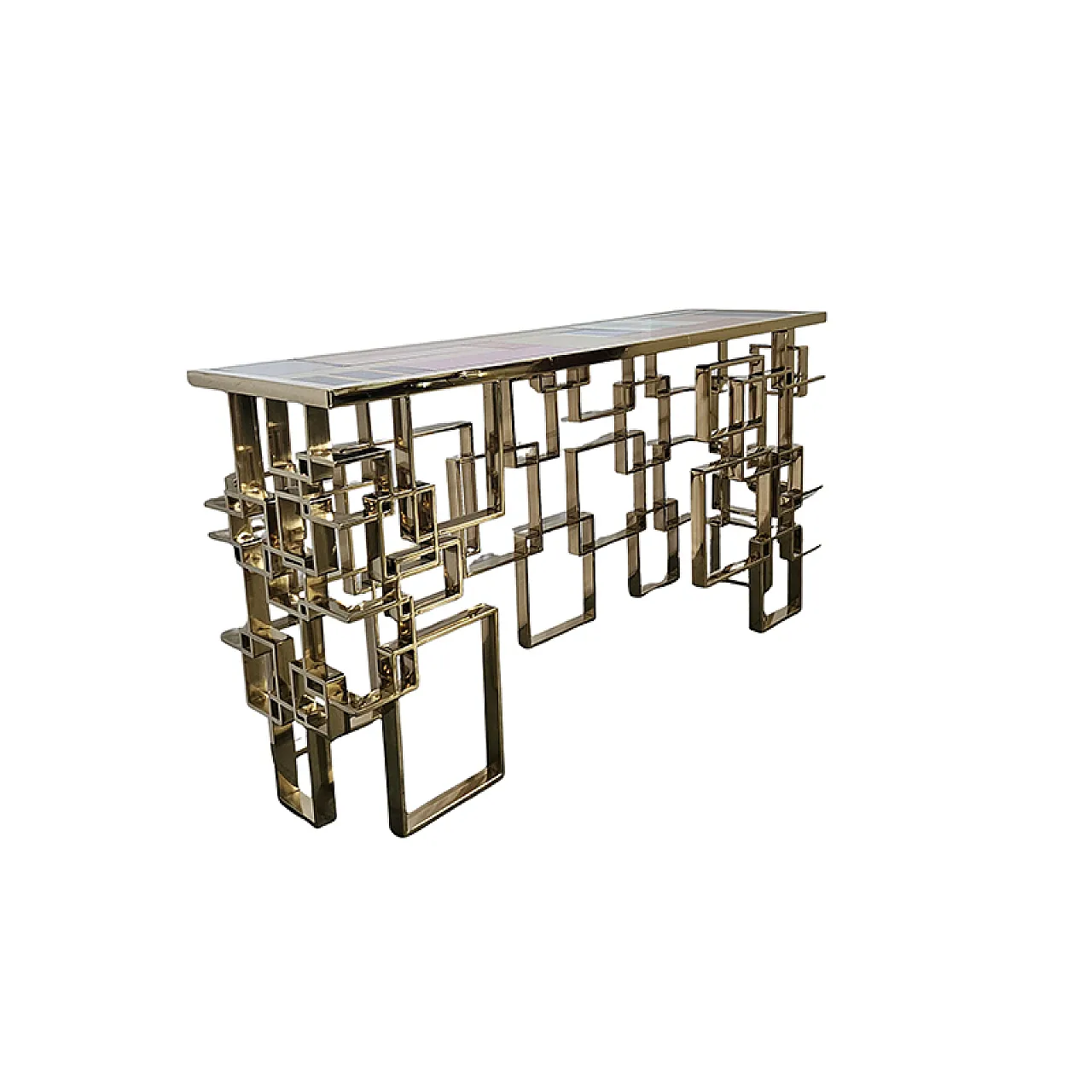 Console in gilded steel with Murano glass top, end 20th century 6