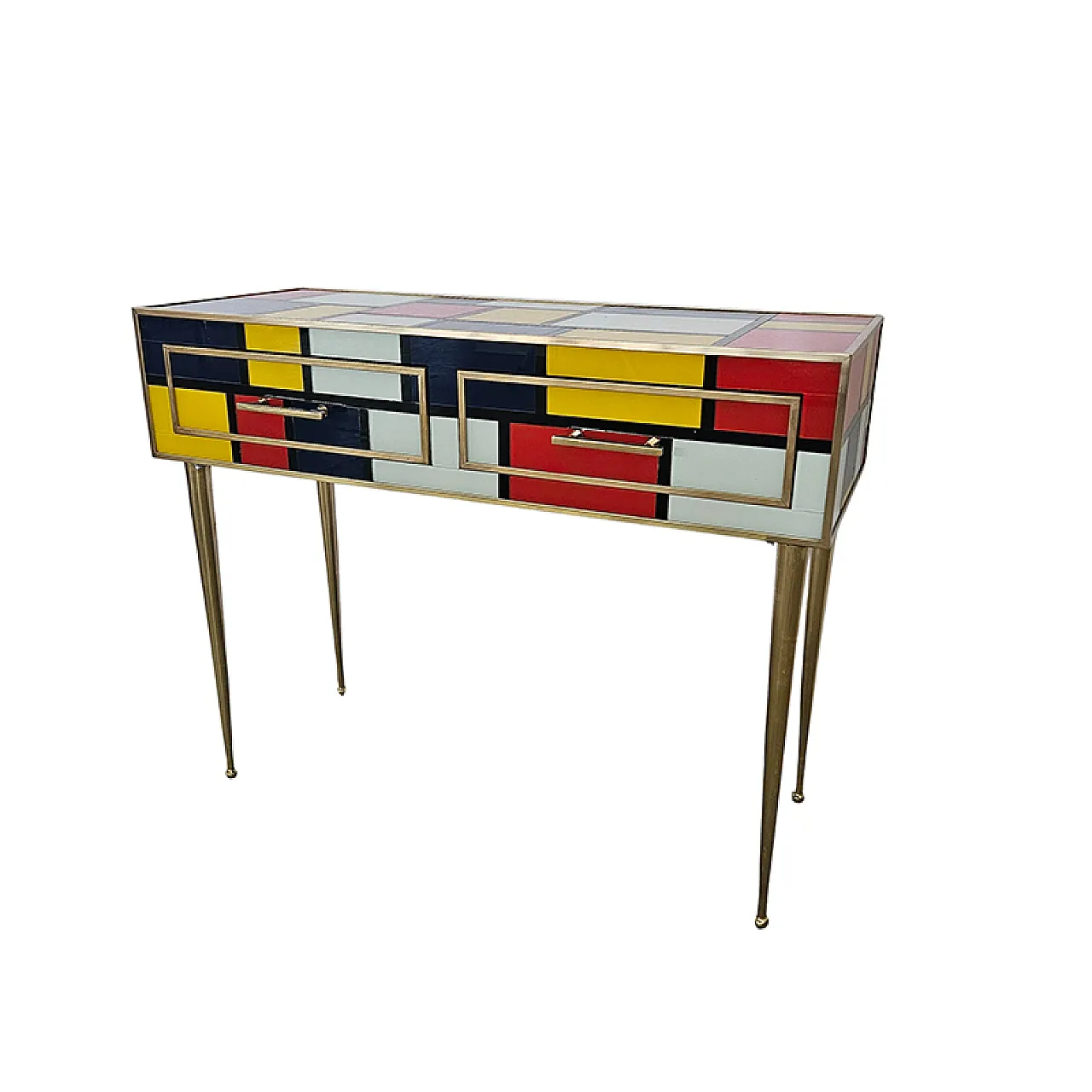 Consolle in vetro con due cassetti, fine '900 5