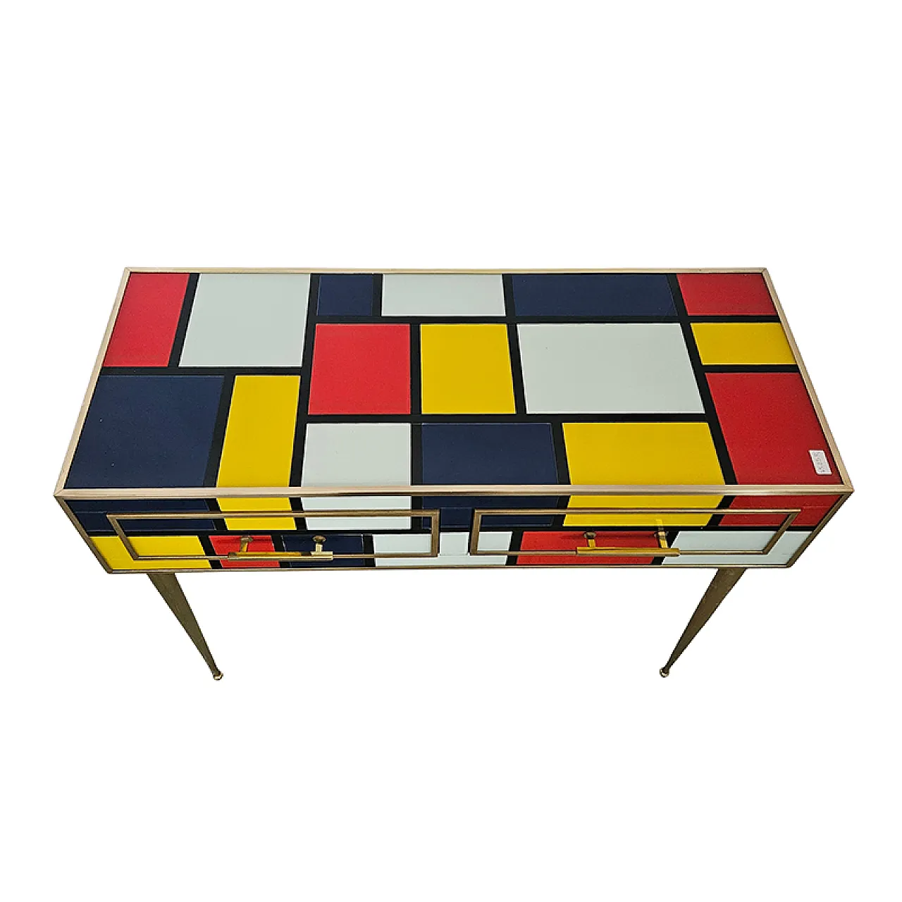 Consolle in vetro con due cassetti, fine '900 7