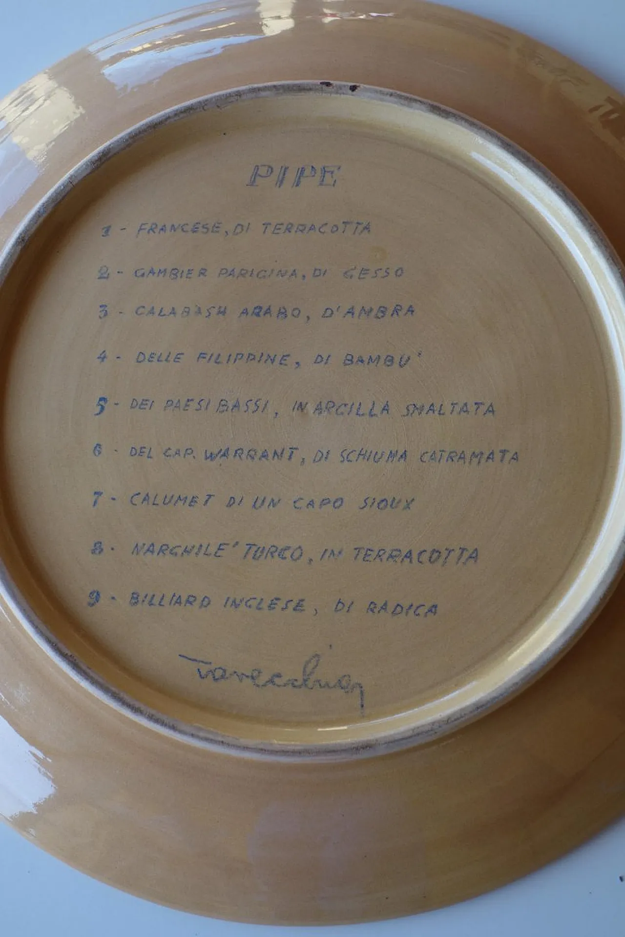 Coppia di piatti Shells and Pipes in ceramica dipinti a mano, anni '50 3