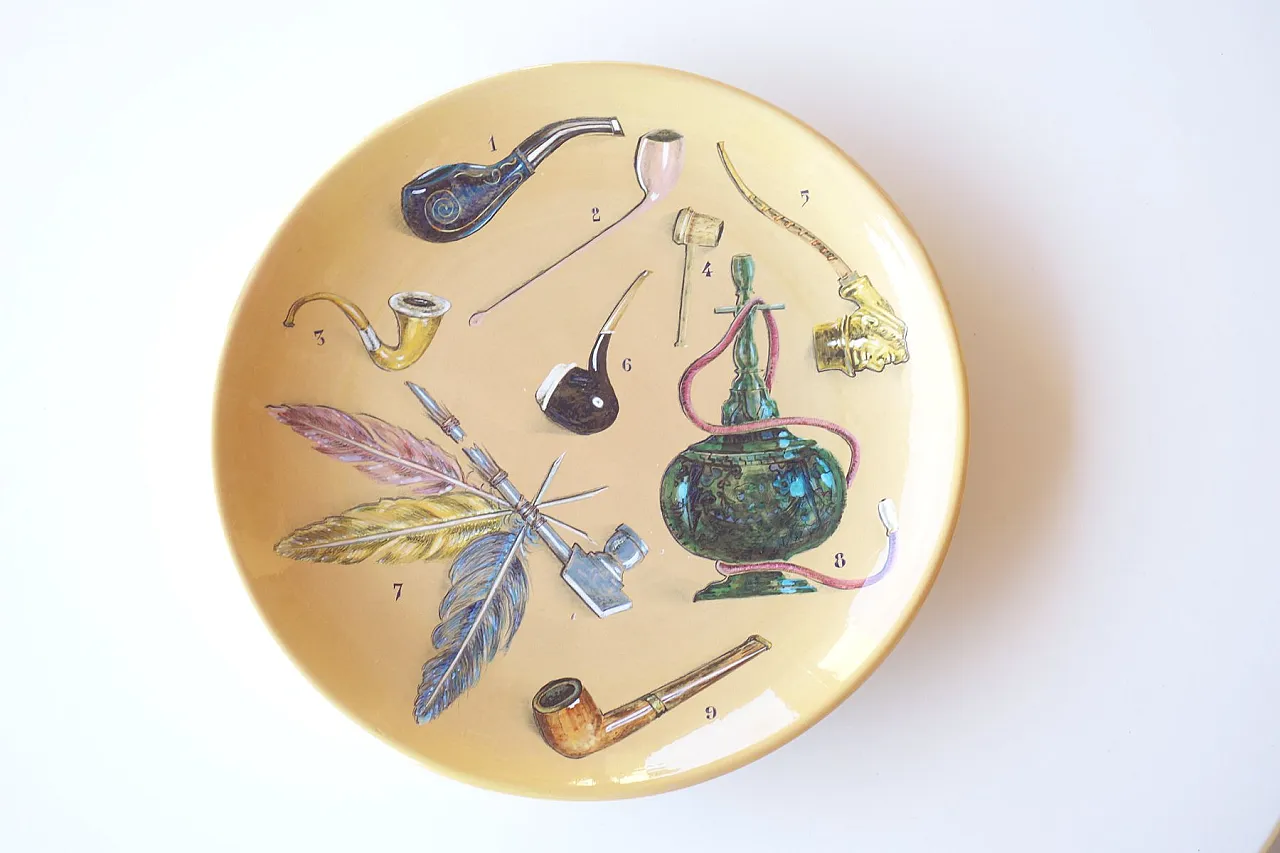 Coppia di piatti Shells and Pipes in ceramica dipinti a mano, anni '50 12