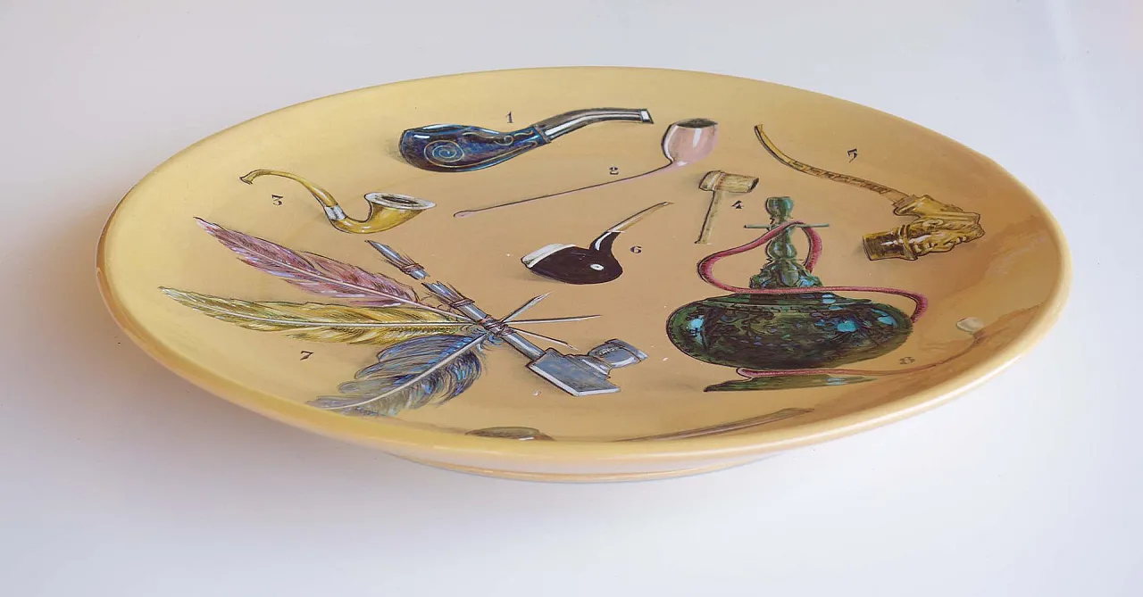 Coppia di piatti Shells and Pipes in ceramica dipinti a mano, anni '50 13