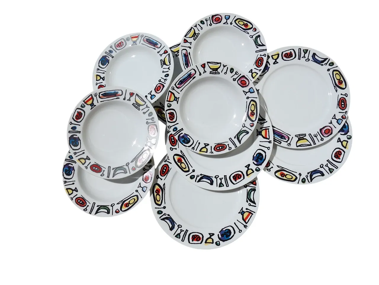 10 Piatti in porcellana di Emanuele Luzzati per Arteprima, anni 2000 1