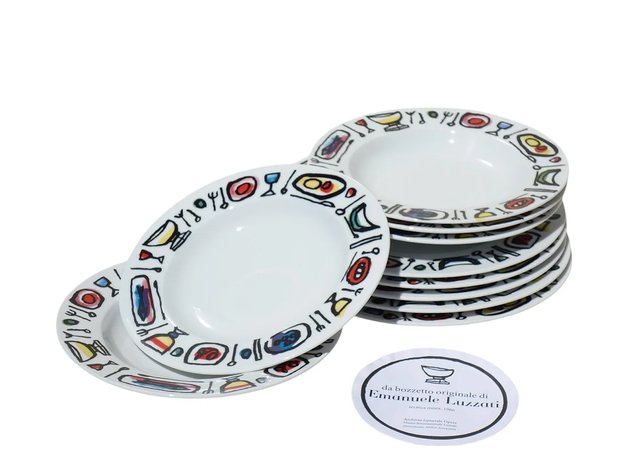 10 Piatti in porcellana di Emanuele Luzzati per Arteprima, anni 2000 2