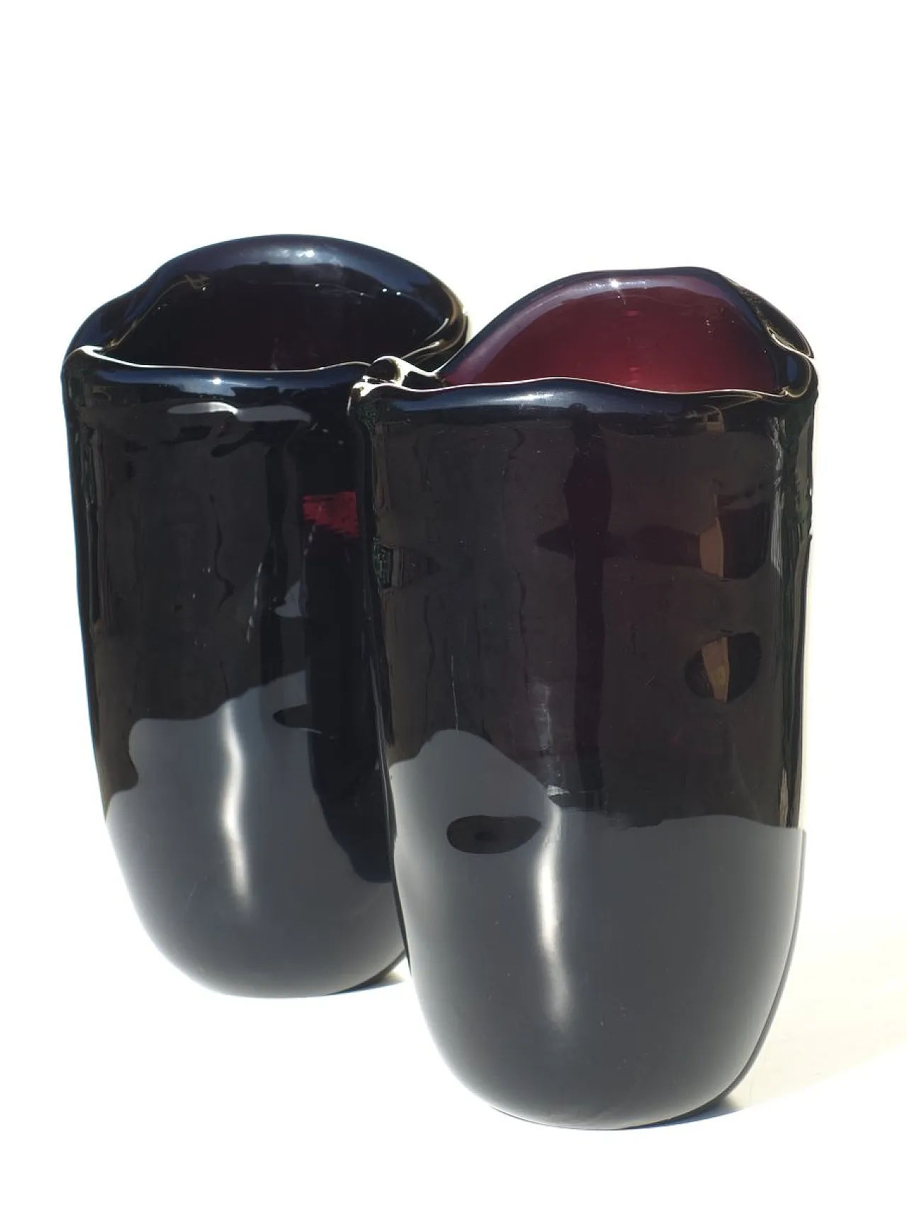 Coppia di vasi grandi in vetro di Murano viola di Seguso, anni '50 1