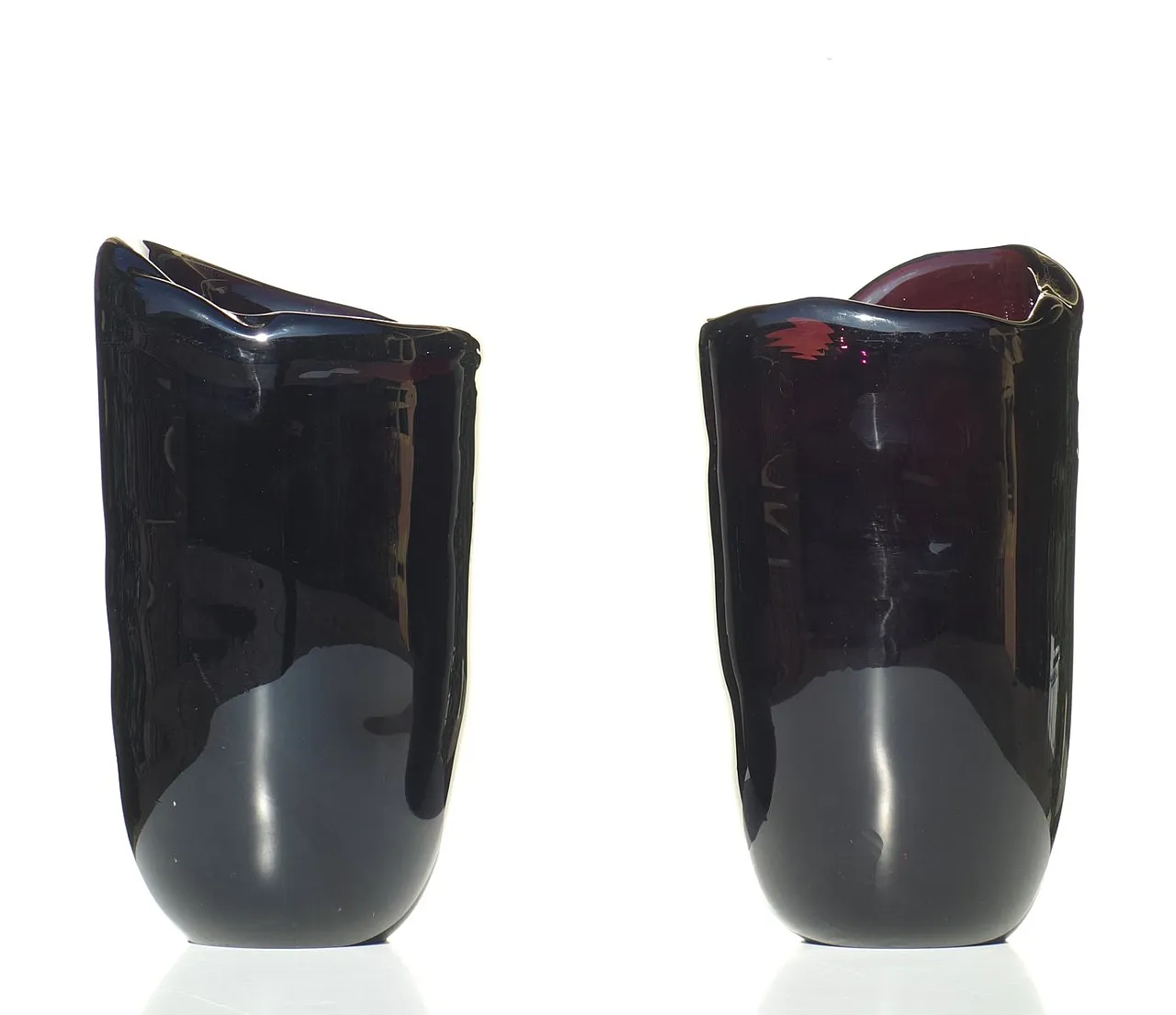 Coppia di vasi grandi in vetro di Murano viola di Seguso, anni '50 2