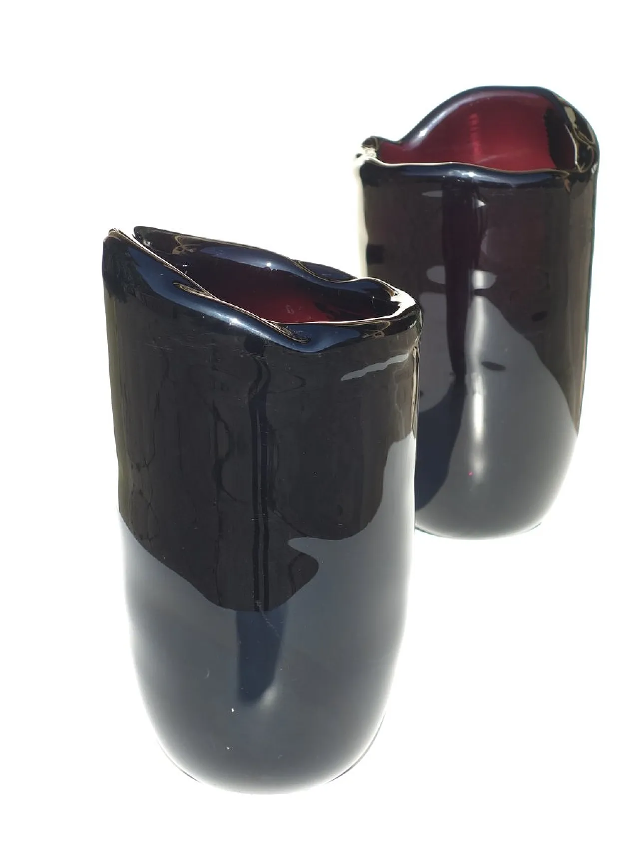 Coppia di vasi grandi in vetro di Murano viola di Seguso, anni '50 3