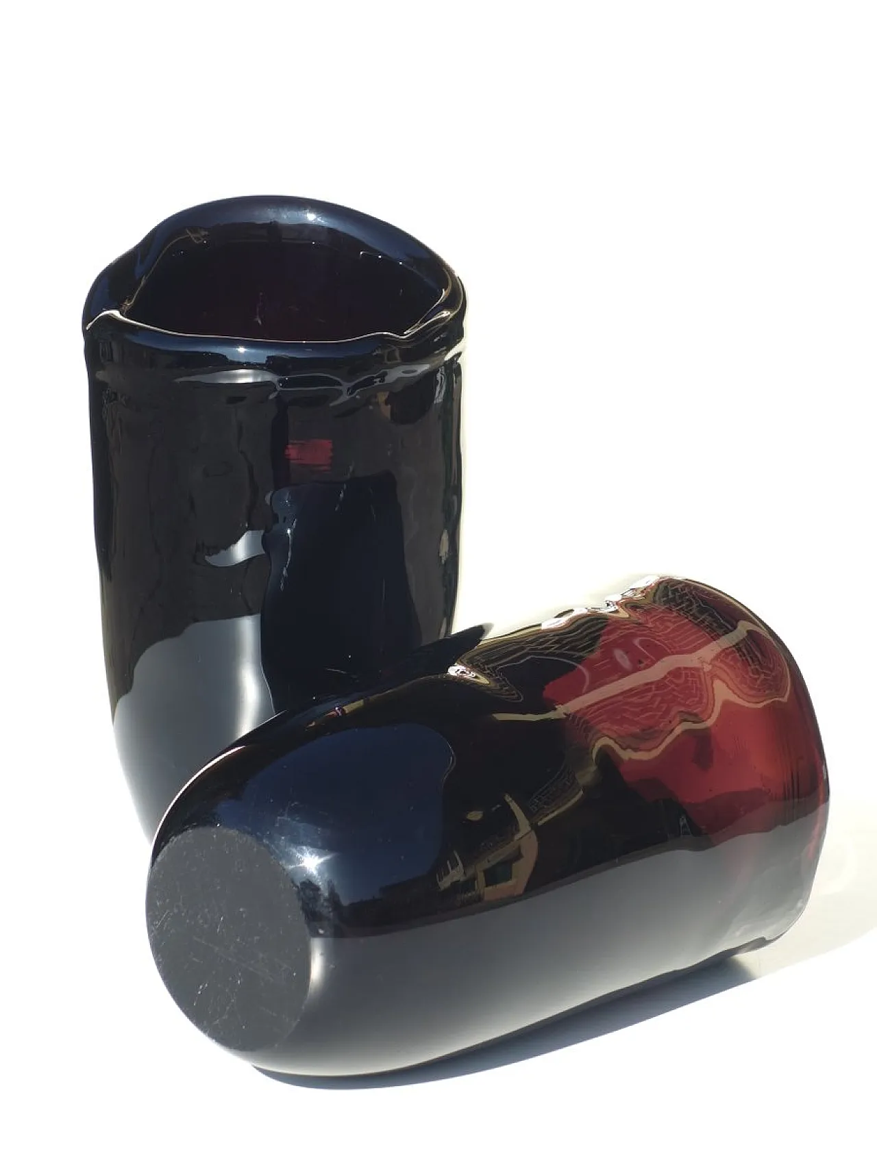 Coppia di vasi grandi in vetro di Murano viola di Seguso, anni '50 6