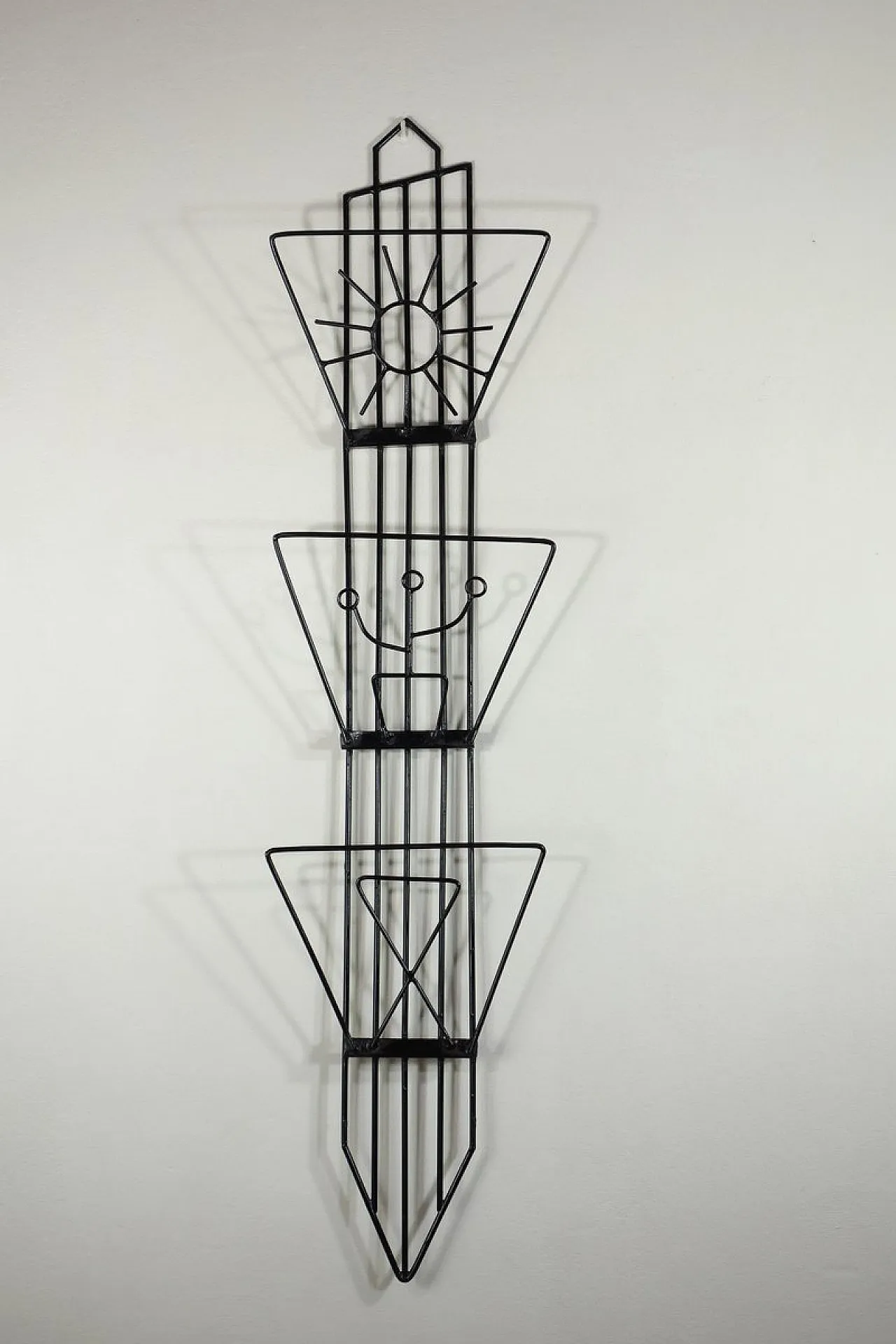 Black Iron wall magazine rack Mid-Century Modern, 1950s 1