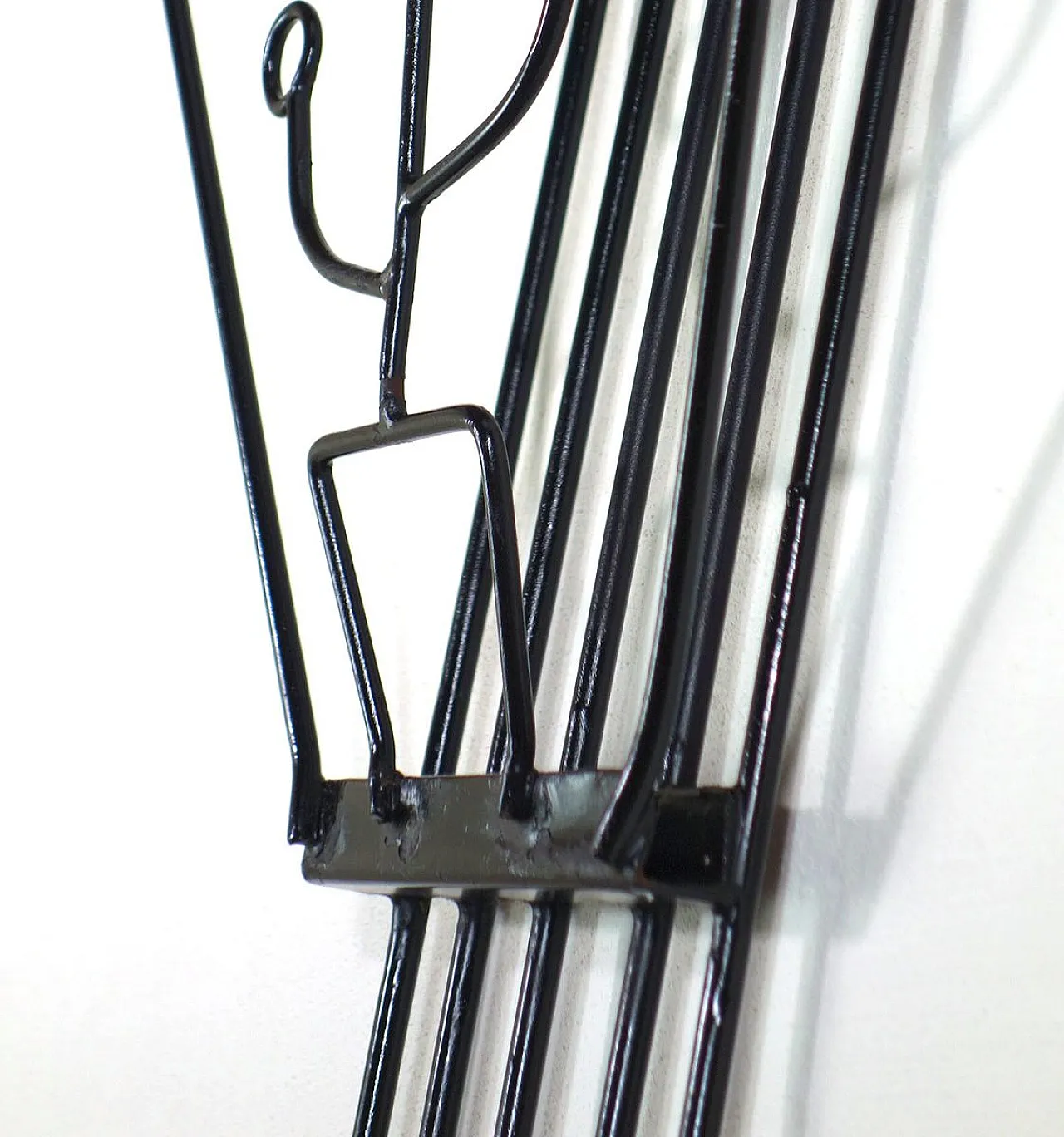 Black Iron wall magazine rack Mid-Century Modern, 1950s 3