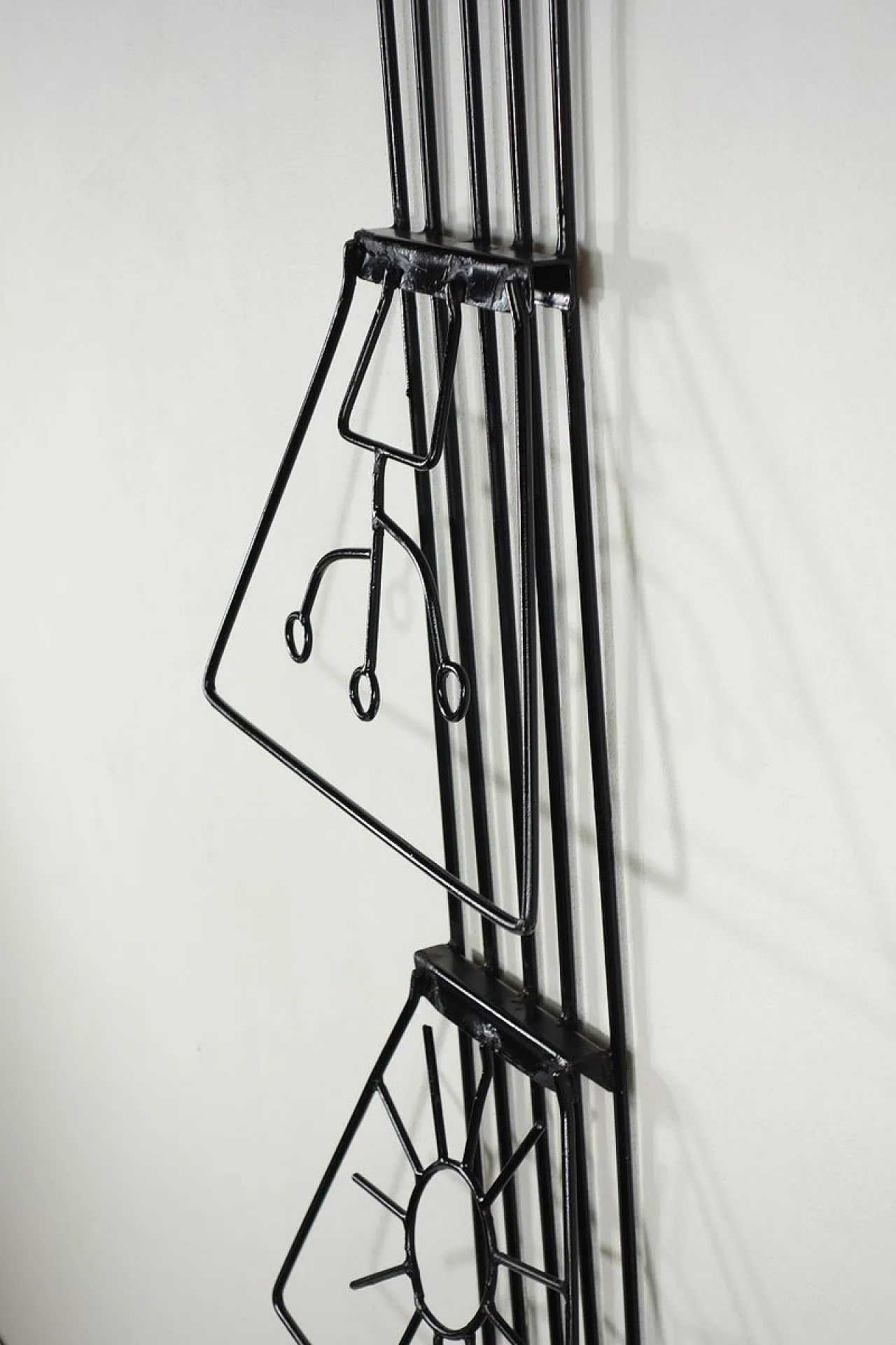 Black Iron wall magazine rack Mid-Century Modern, 1950s 5