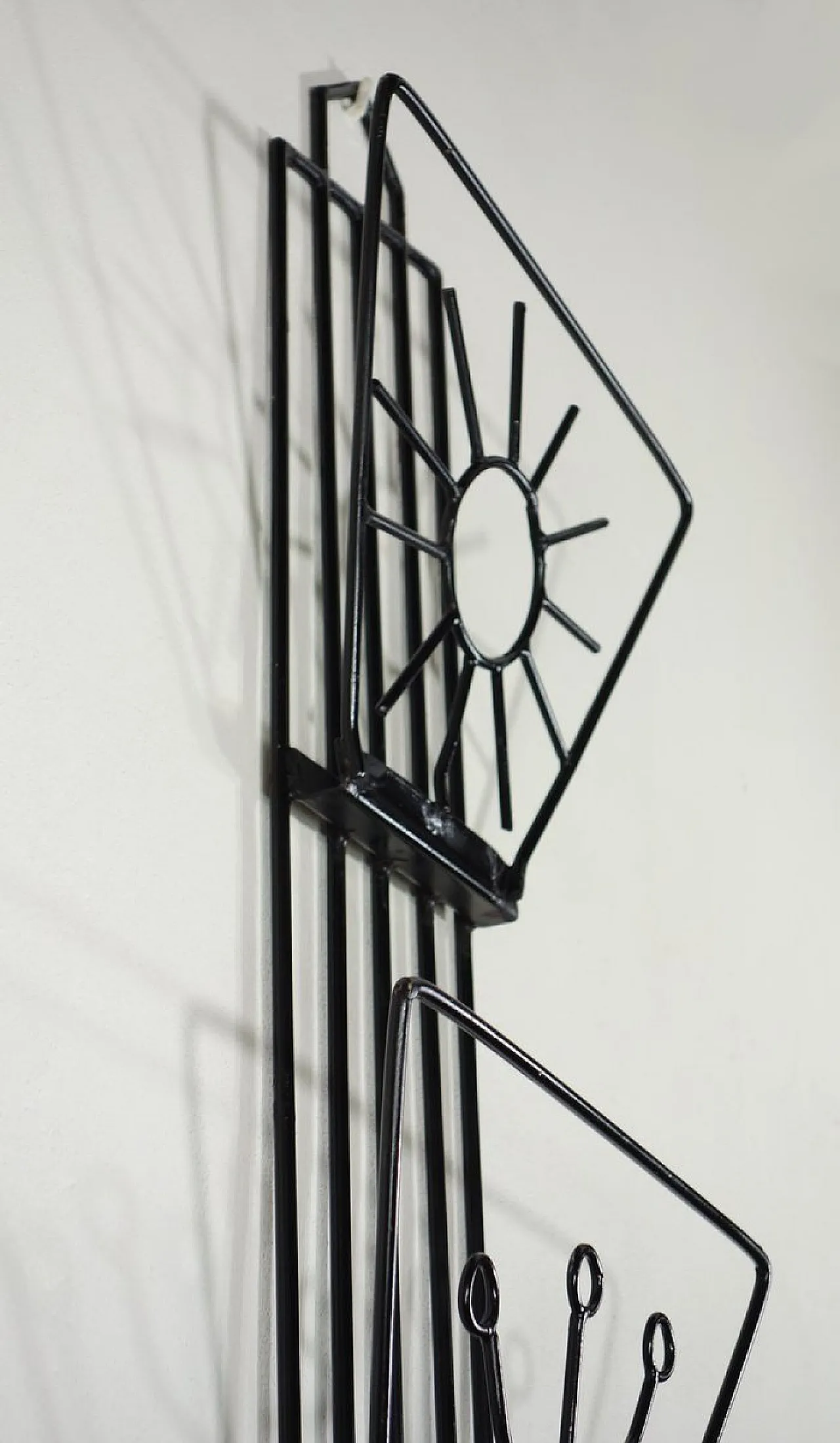 Black Iron wall magazine rack Mid-Century Modern, 1950s 6