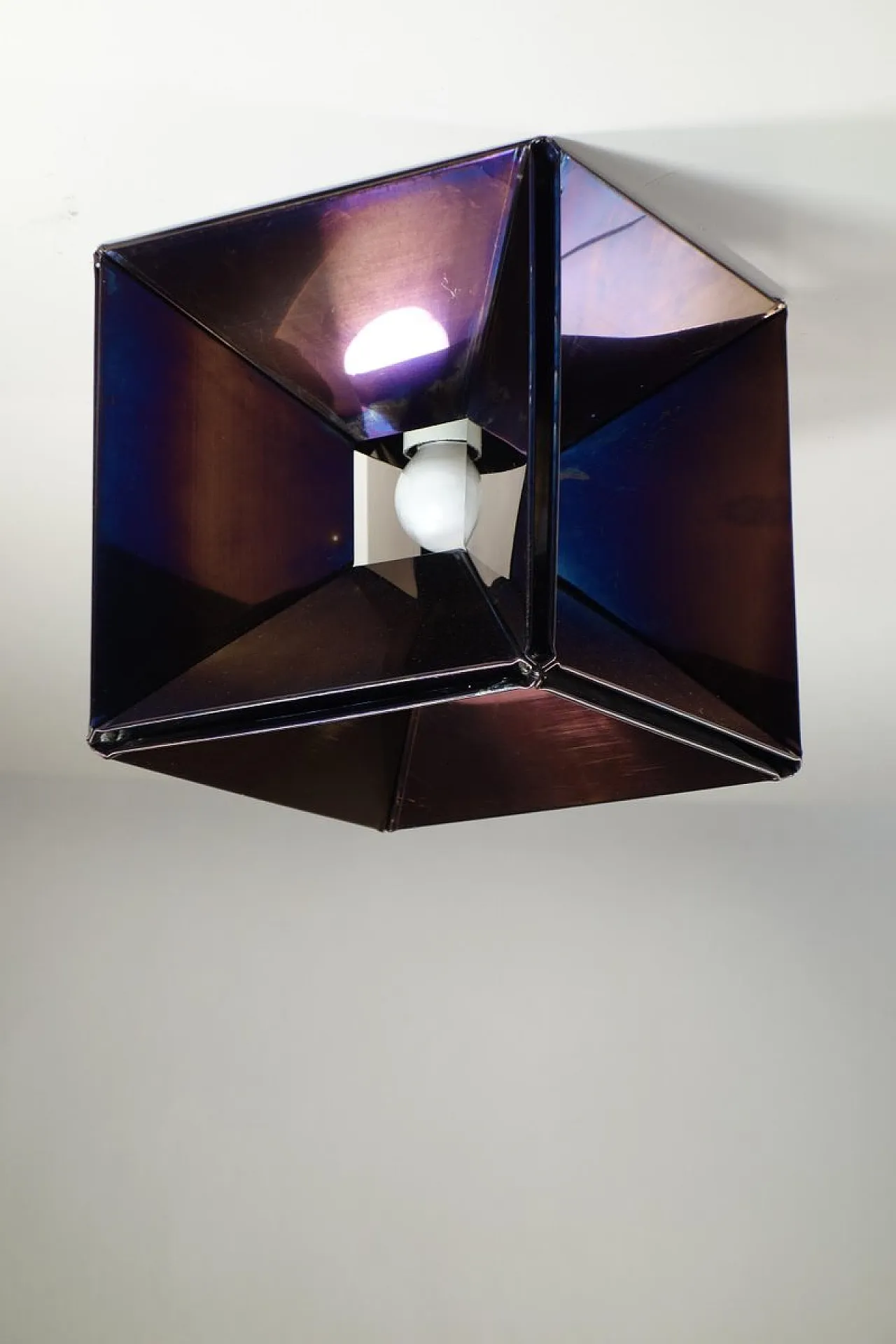 Lampada da incasso Space Age scultorea in metallo, Italia, anni '60 1