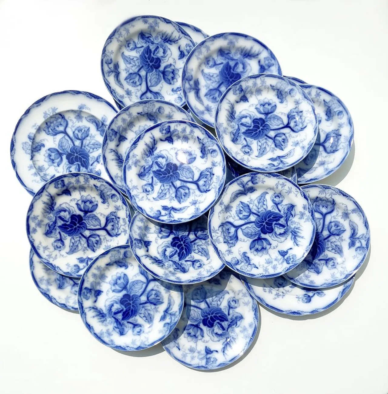 19 Water Nymph Plates in Blue Earthenware by Wedgwood England, 1850s 2