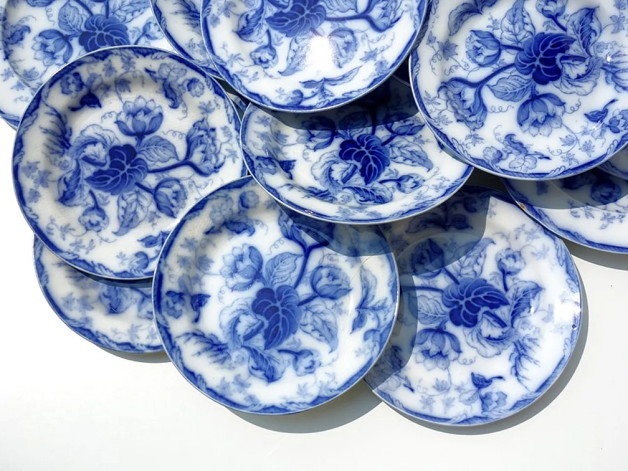 19 Water Nymph Plates in Blue Earthenware by Wedgwood England, 1850s 4