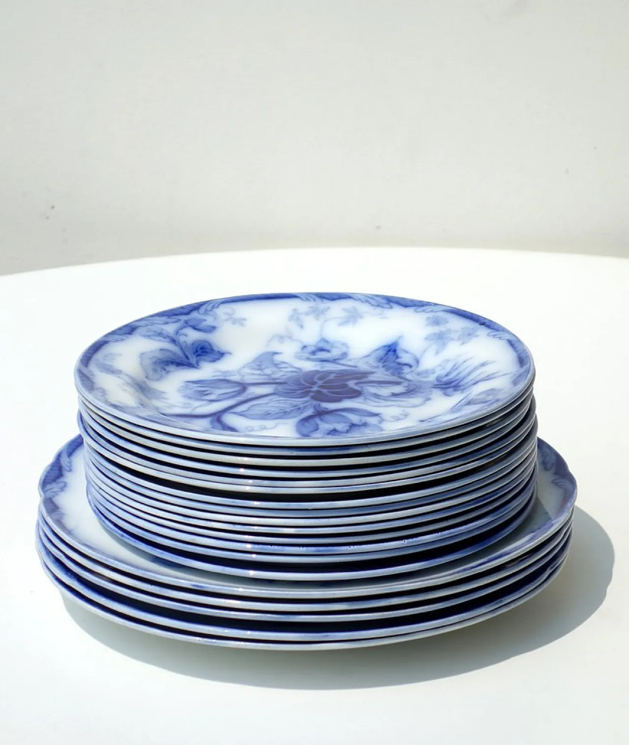 19 Water Nymph Plates in Blue Earthenware by Wedgwood England, 1850s 5
