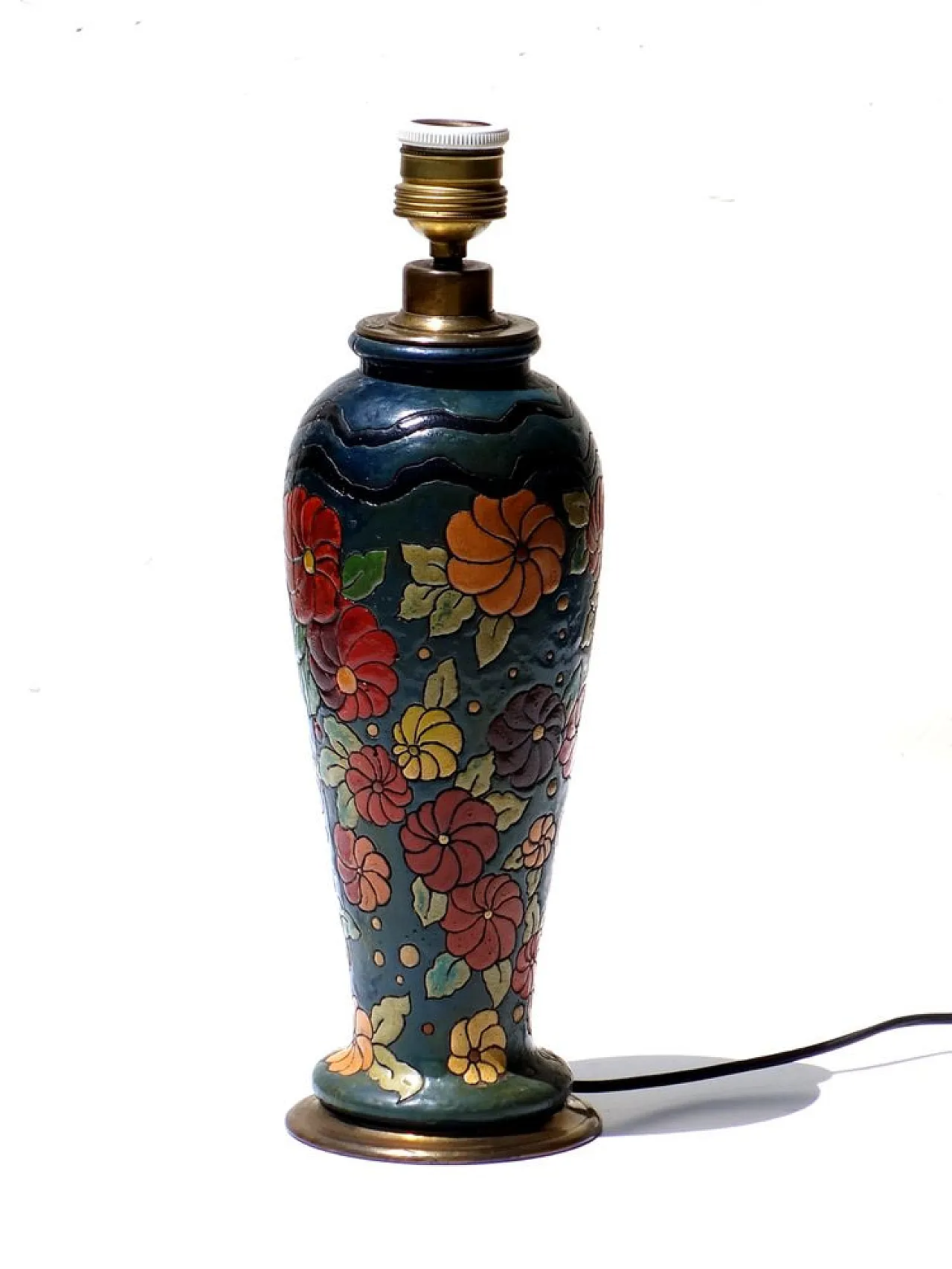 Lampada da tavolo Liberty in legno , anni '30 1